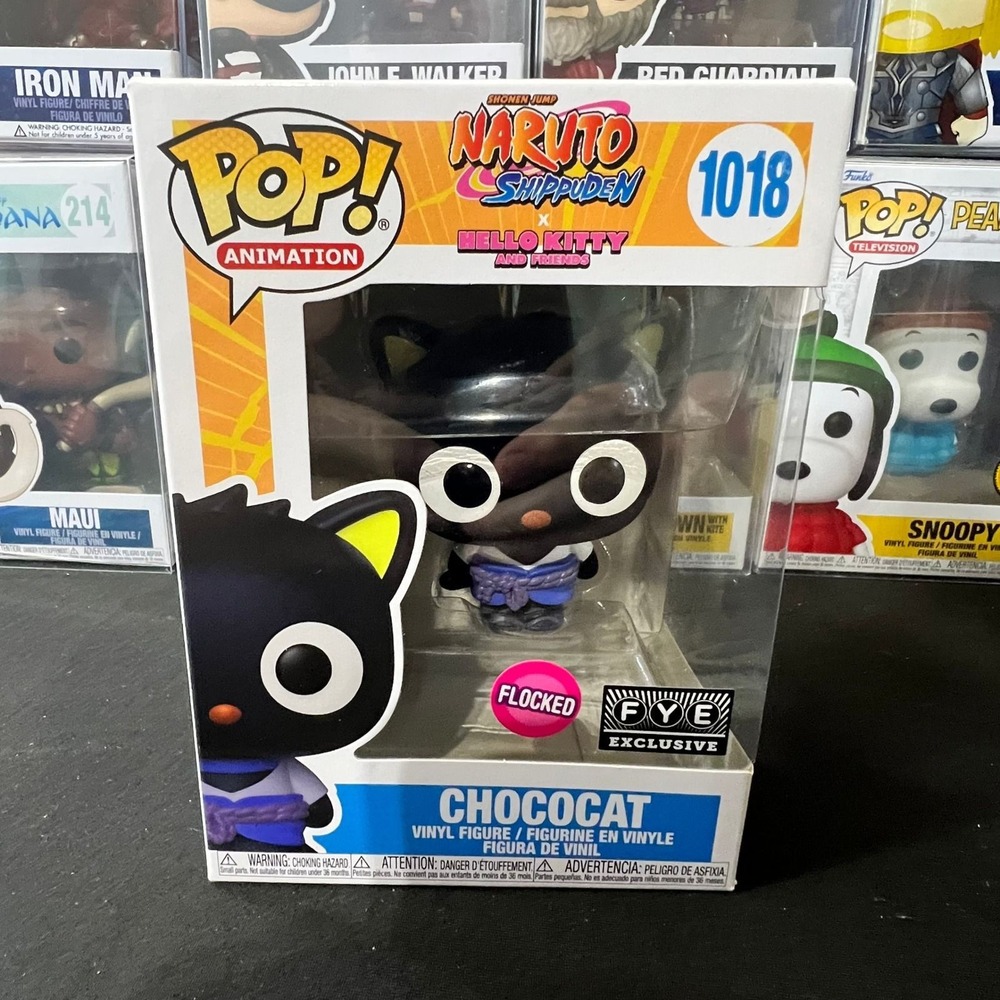Funko Pop Naruto x Hello Kitty Chococat Sasuke 1018 Flocked FYE Exclusive